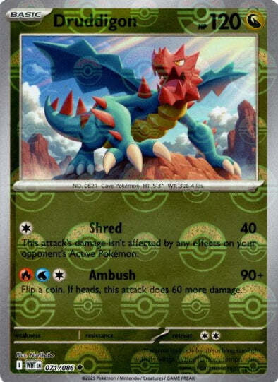 White Flare Druddigon #71/86 Pokeball Holo